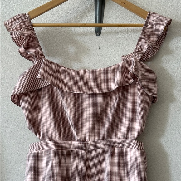 Ale for Anthropologie Gingham Ruffled Jumpsuit Romper size XL - Picture 3 of 9